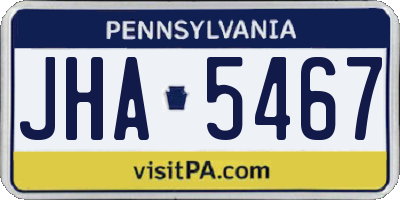 PA license plate JHA5467