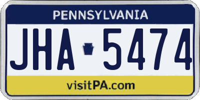 PA license plate JHA5474