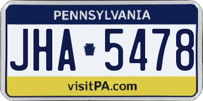 PA license plate JHA5478