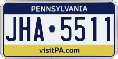 PA license plate JHA5511