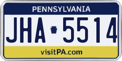PA license plate JHA5514