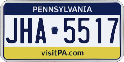 PA license plate JHA5517
