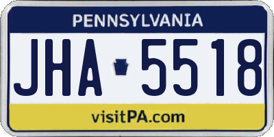 PA license plate JHA5518