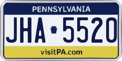 PA license plate JHA5520