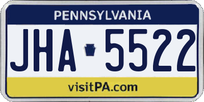 PA license plate JHA5522