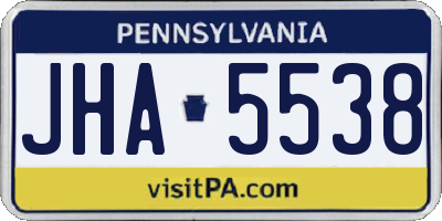 PA license plate JHA5538