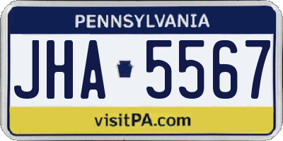PA license plate JHA5567