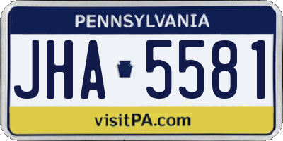 PA license plate JHA5581