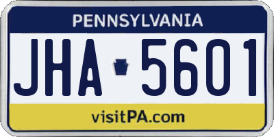 PA license plate JHA5601