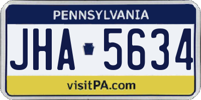 PA license plate JHA5634