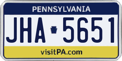 PA license plate JHA5651