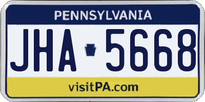 PA license plate JHA5668
