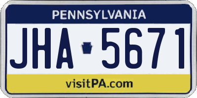 PA license plate JHA5671