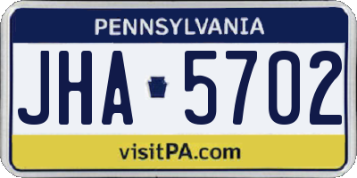 PA license plate JHA5702