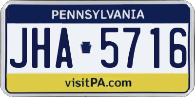 PA license plate JHA5716