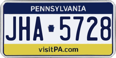 PA license plate JHA5728
