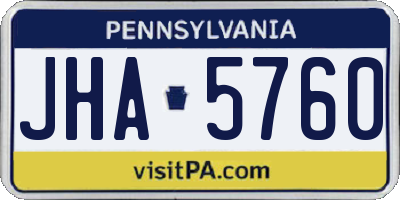 PA license plate JHA5760