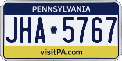 PA license plate JHA5767