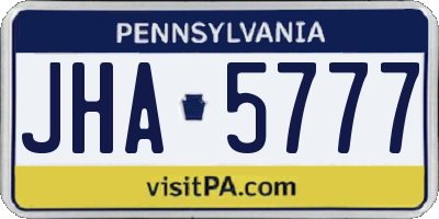 PA license plate JHA5777
