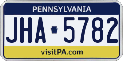 PA license plate JHA5782