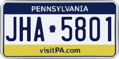 PA license plate JHA5801