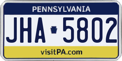 PA license plate JHA5802