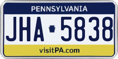 PA license plate JHA5838