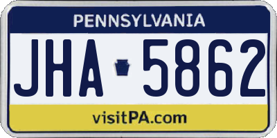 PA license plate JHA5862