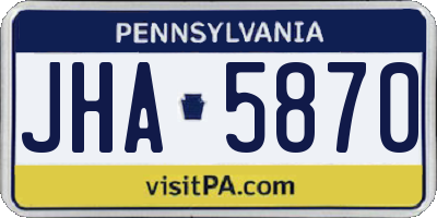 PA license plate JHA5870