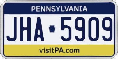 PA license plate JHA5909