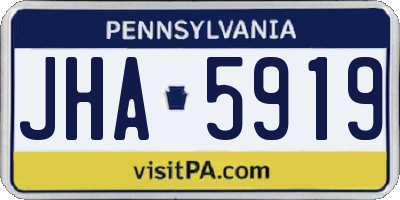 PA license plate JHA5919