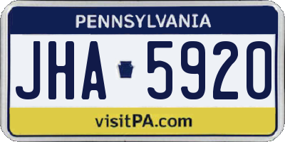 PA license plate JHA5920