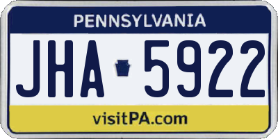 PA license plate JHA5922