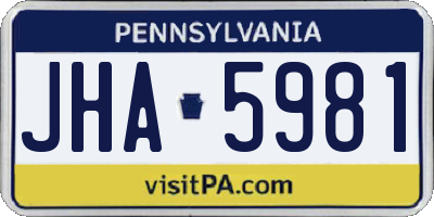PA license plate JHA5981