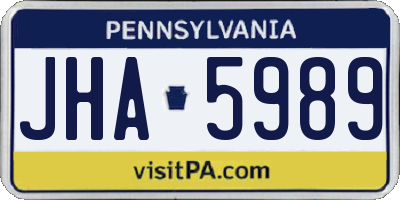 PA license plate JHA5989