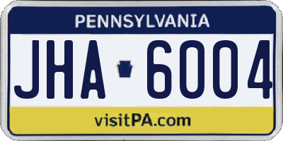 PA license plate JHA6004