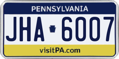 PA license plate JHA6007