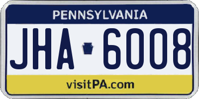 PA license plate JHA6008