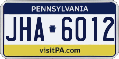 PA license plate JHA6012