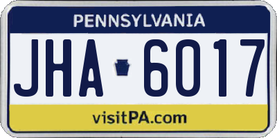 PA license plate JHA6017