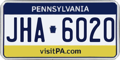 PA license plate JHA6020