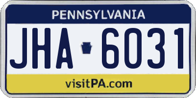 PA license plate JHA6031