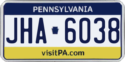 PA license plate JHA6038