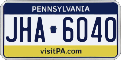 PA license plate JHA6040