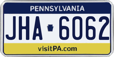 PA license plate JHA6062