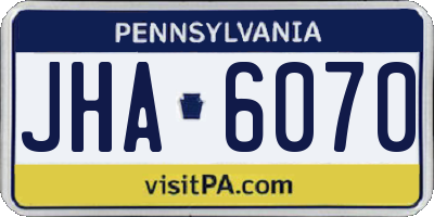PA license plate JHA6070