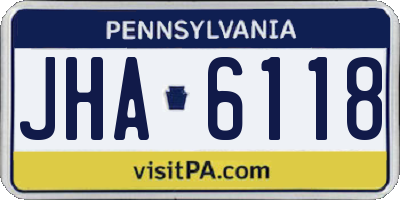 PA license plate JHA6118