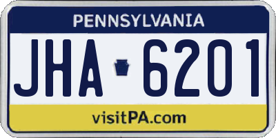PA license plate JHA6201