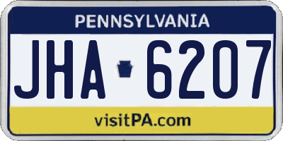 PA license plate JHA6207