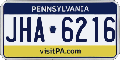 PA license plate JHA6216
